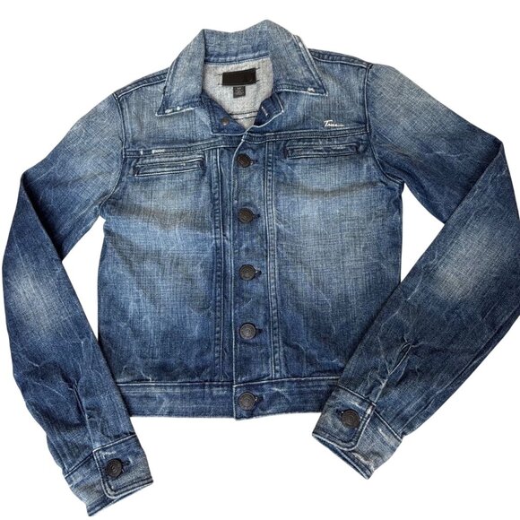 True Religion Jackets & Blazers - NWOT True Religion Womens S/P Denim Jacket Made-USA Button-Up Faded Blue Casual